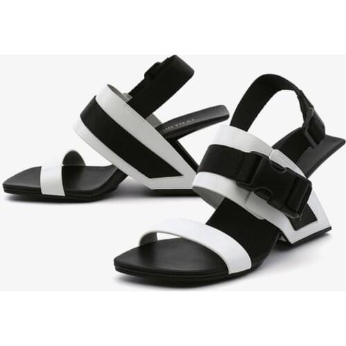 Summer New European America Style Fashion Wedges Strange Heels Peep Toe Mixed Colors Genuine Leather Women Gladiator Sandals