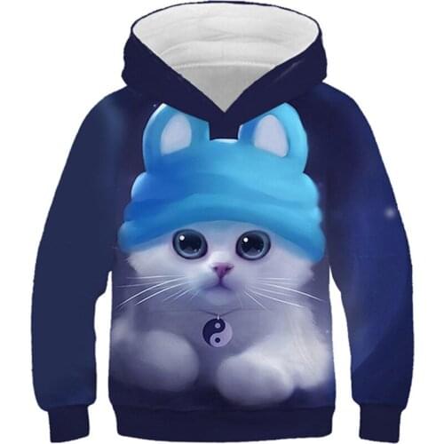 Autumn Winter Boys Girls Fashion 3D Hoodies Lovely Cat Panda Galaxy Space Print Children Hooded Sweatshirts Kids Pullovers