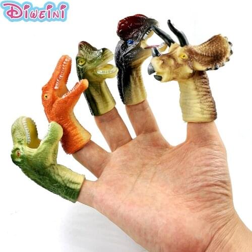 5pcs Dinosaur Finger Tyrannosaurus Rex Action Figure Model Halloween Decompression Figurine Decoration Set Role Playing Toy Gift