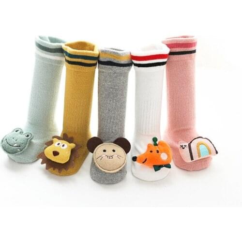 Newborn Baby Knee High Socks Cartoon Doll Floor Non-slip Toddler Boy Winter Socks Cotton Baby Girl Stuff Long Socks For Girls