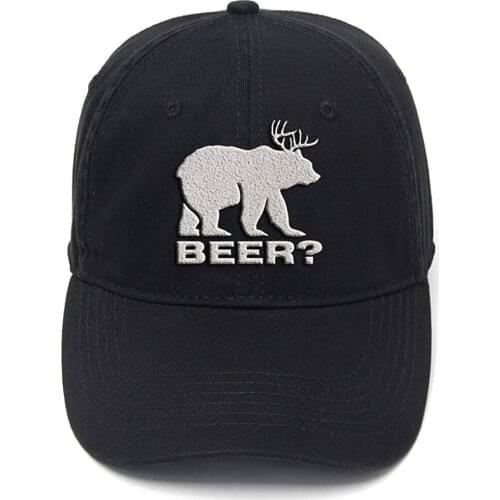 Lyprerazy Bear Beer Washed Cotton Adjustable Men Women Unisex Hip Hop Cool Flock Printing Baseball Cap