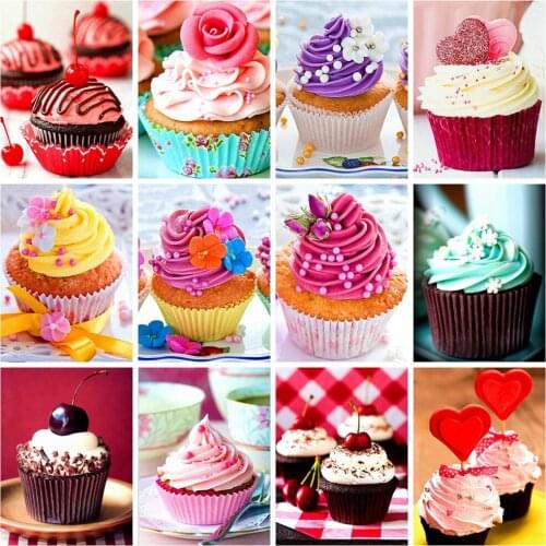 HUACAN 5D DIY Diamond Painting Cupcake Landscape Home Decoration Embroidery Picture Handcraft Art Kits Lover Gift