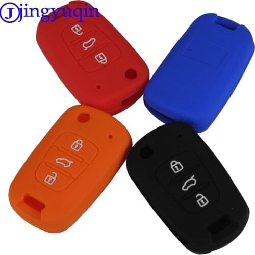 Jingyuqin 4 Colors Silicone Car Key Cover Case For HYUNDAI i30 Verna Veloster for KIA K2 K5 Picanto Rio Sportage
