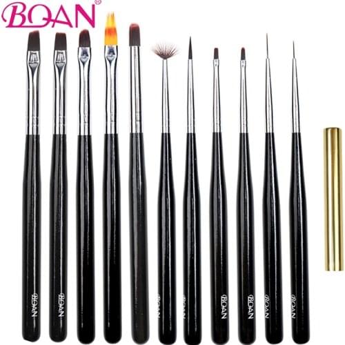 BQAN Nail Brush Black Wood Nail Art Design Painting Polish Brush UV Gel Nail Draw Pen Tools Round Head Black Wood Handle