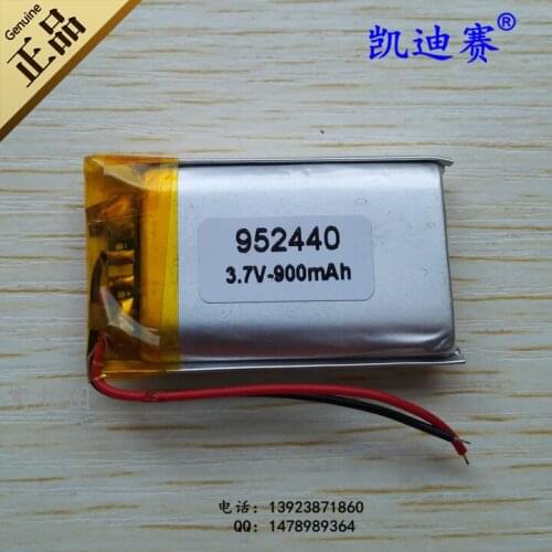New Hot A 3.7V 952440 902540 polymer lithium battery 900mAh warm shoes LED speaker toy MP3 Li-ion Cell Rechargeable Li-ion Cell