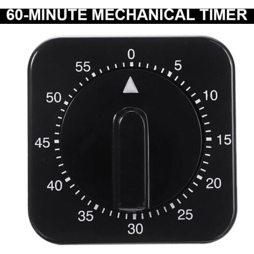 MAYITR 1pc Black 60 Minutes Reminder Mechanical Timer Portable Mini Square Shaped Timers For Kitchen Cooking Tool