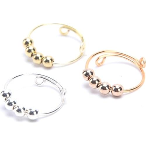 Fidget Beads Fidget Ring Spinner Single Coil Spiral Fidget Ring Bead Rotate Freely Anti Stress Anxiety Ring Beads Rotate Jewlery
