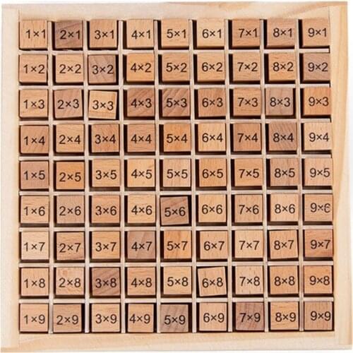 Montessori Educational Wooden Toys Kids 99 Multiplication Table Math Arithmetic