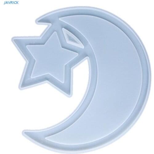 X7XB Ramadan Dessert Tray Epoxy Resin Mold Moon Star Ramadan Serving Plate Silicone Mould DIY Crafts Display Holder Mold