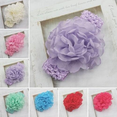 25/80pcs Cute Infant Bebe Headband Chiffon Burned Edges Flower Girls Elastic Solid Knitting Hair Band Hair Accessories Cheveux