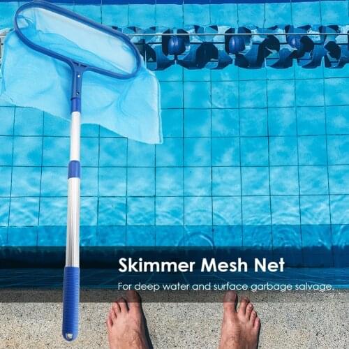 Durable Blue Filter Storage Removal Cleaning Net Leaf Rake Mesh Swimming Pool Skimmer with Telescopic Pole