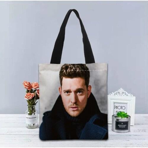 Michael Buble Handbag Foldable Shopping Bag Reusable Eco Large Unisex Canvas Fabric Shoulder Bags Tote Grocery Cloth Pouch 1214