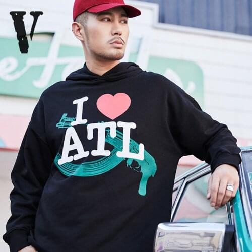 VLONE Sweatshirts I LOVE ATL Green AK Red Heart Hoodie White Big V Long Sleeve Hoodies Sweatshirts