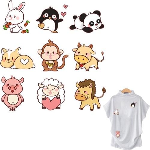 Little Animal Decor Patch Set Iron On Stickers Fashion Diy Clothes Heat Transfer Thermal Sticker Patch Print On T-Shirt Shoes