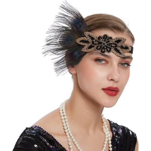 2019 explosion models peacock hair tiara hair band retro handmade beaded inlaid drills decorated with dance accessories