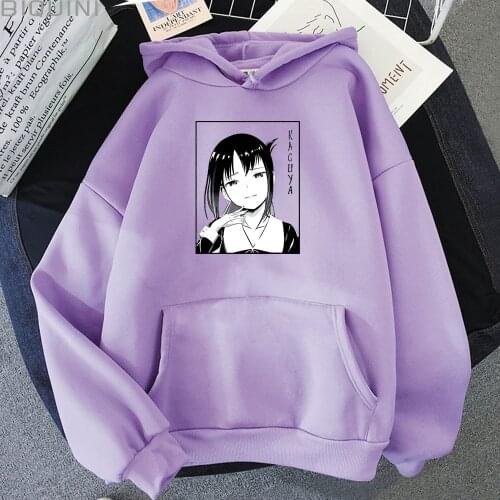 Kaguya Print Oversized Sweatshirt Vintage Japanese Fashion Graphic Kaguya Sama Love Is War Anime Hoodie Women/Men Streetwear Top