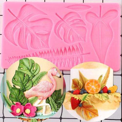 Tropical Theme Turtle Leaf Border Silicone Molds DIY Leaves Fondant Cake Decorating Tools Candy Clay Chocolate Gumpaste Moulds