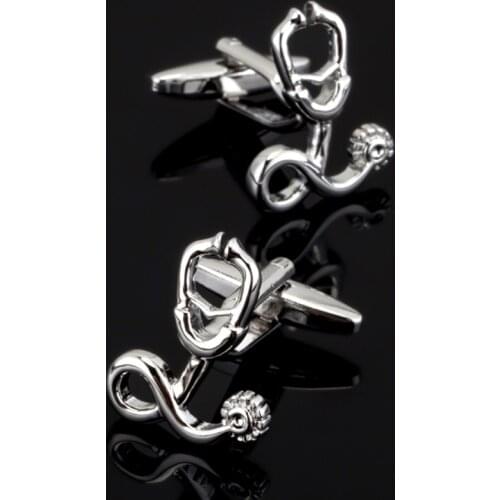 XKZM-046 Stethoscope Cufflinks Silver Color Copper Doctor Design Best Gift For Men Free Shipping