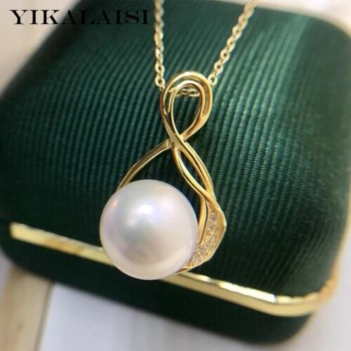 YIKALAISI 925 Sterling Silver Necklaces Jewelry For Women 11-12mm Oblate Natural Freshwater Pearl Pendants New Wholesales