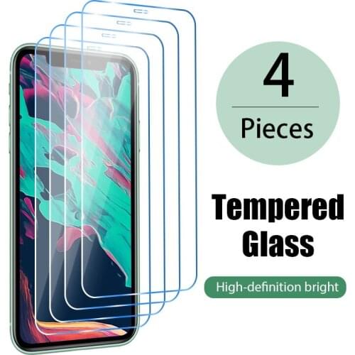 4PCS screen protector for iphone 7 8 Plus protective glass for iphone 12 11 Pro max mini 6 6S 5 5S Plus SE 2020 X XR glass