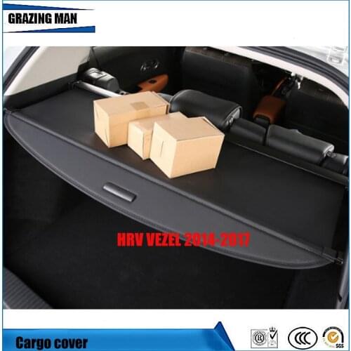 Car Rear Trunk Security Shield Cargo Cover For HR-V HRV VEZEL 2014.2015.2016.2017 High Qualit Black Beige Auto Accessories
