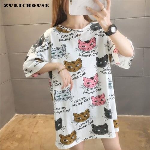 ZURICHOUSE 2021 Oversized T-shirt Women O-neck Short Sleeve Street Style Cute Cartoon Letter Print Summer Tee Shirt Tops