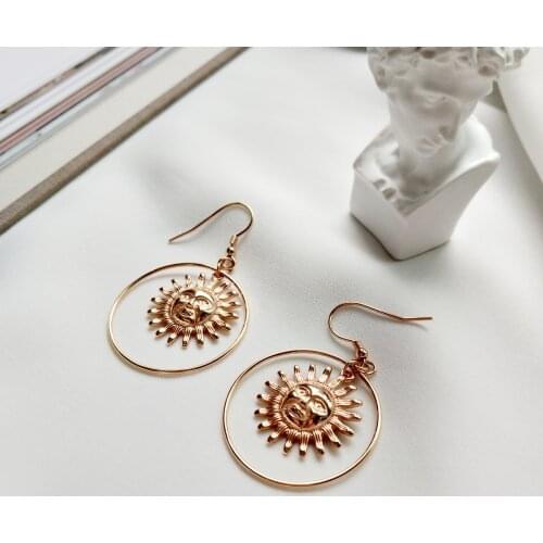 XIHA 925 Sterling Silver Earrings for Women 2020 Cute Sun Round Circle Dangle Drop Earring Korean Style Chunky Statement Jewelry