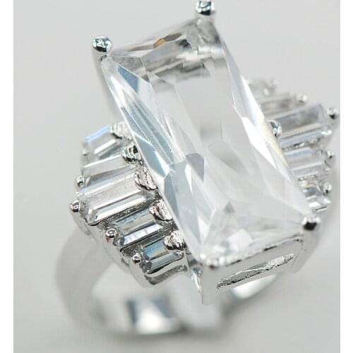 White Crystal Zircon Fashion Women 925 Sterling Silver Ring F871 Size 6 7 8 9 10