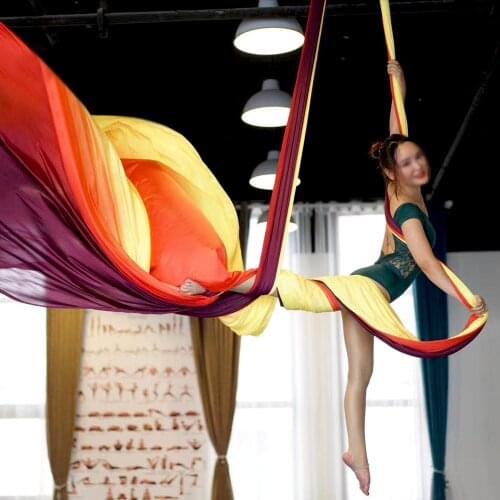 17.5Yards/16m fly Premium Aerial Silks for home Yoga Ombre fly Sling Extension Antigravity Aerial Yoga Swing home gym