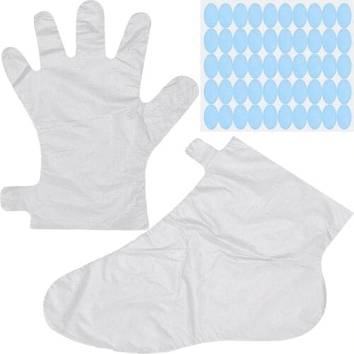 400 Pieces Plastic Liners Paraffin Wax Liners Disposable Clear Bags with 400 Stickers for Hand and Foot