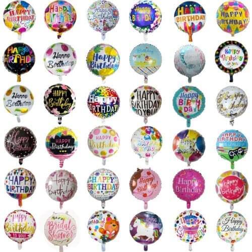50/100pcs 18'' cartoon Happy Birthday balloon helium globos for girls kids adults birthday party decorations round star balloons