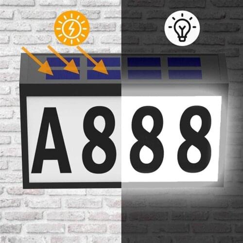 House Numbers Solar Powered Light Address Sign LED Solar Lamp Outdoor Waterproof Plaque Lighting For Home Yard Street