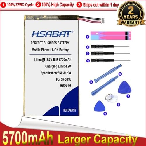 HSABAT 0 Cycle 5700mAh Battery for Huawei MediaPad 7 Lite HB3G1H HB3G1 s7-301u T-Mobile Springboard 301w 302 303(7 inch) 701 931