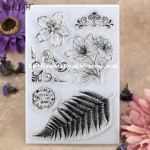 Leaves Flowers Scrapbook DIY photo cards rubber stamp clear stamp transparent stamp 10x15cm KW7101414