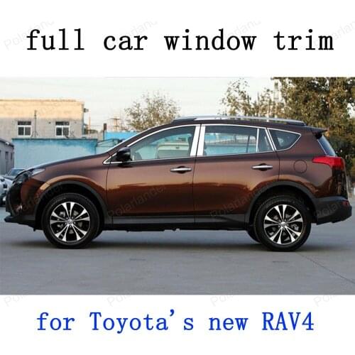 Car Exterior Accessories Decoration Strips Stainless Steel full Window Trim for Toyota new RAV4 car stying with column