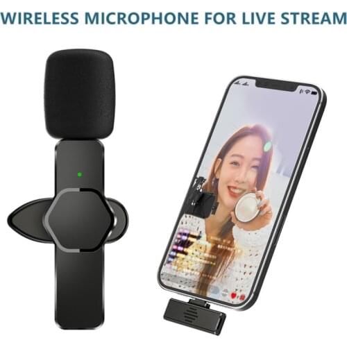 Wireless Lavalier Microphone Portable Audio Video Recording Mini Mic For IPhone Android Live Broadcast Gaming Phone Microphone