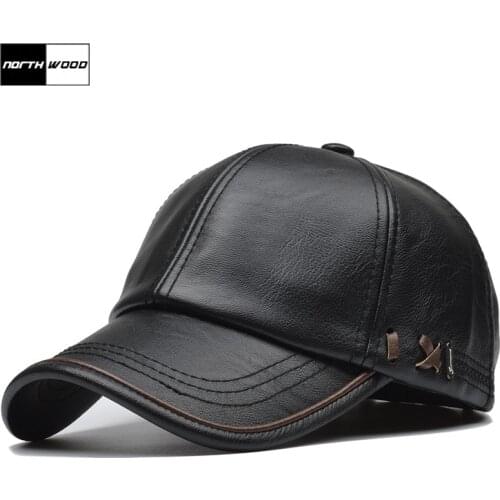 [NORTHWOOD]High Quality PU Leather Baseball Cap Winter Cap Men Snapback Hat Bones Casquette Gorras Para Hombre Mens Trucker Cap