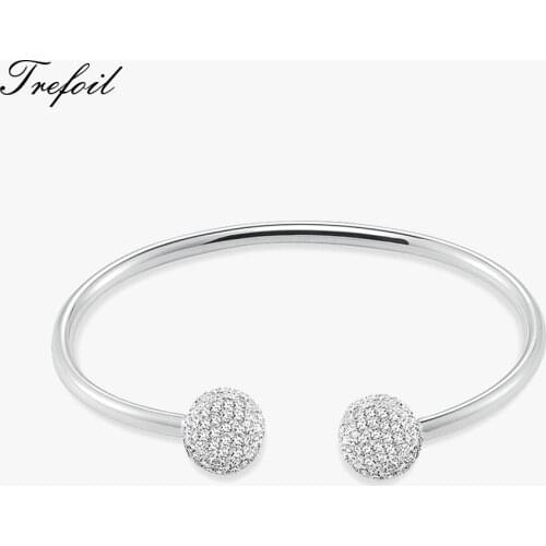 Bracelets Bangles White CZ Pave Balls,Fashion Jewelry Trendy Wrap Geometric Bracelet Gift For Women 2018 New Pulseira Feminina