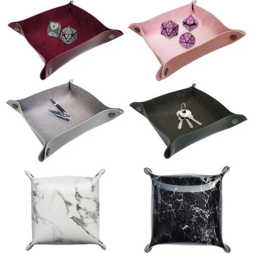 Brand New Leather Dice Tray Square Jewelry Key Wallet Coin Sundries Bins Desktop Storage Box Decorative Trays