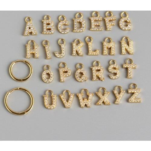 BUDROVKY Real 925 Sterling Silver Initial Letter Stud Earrings For Women Alphabet Pendant Hanging Zirconia Earrings Korean Jewel