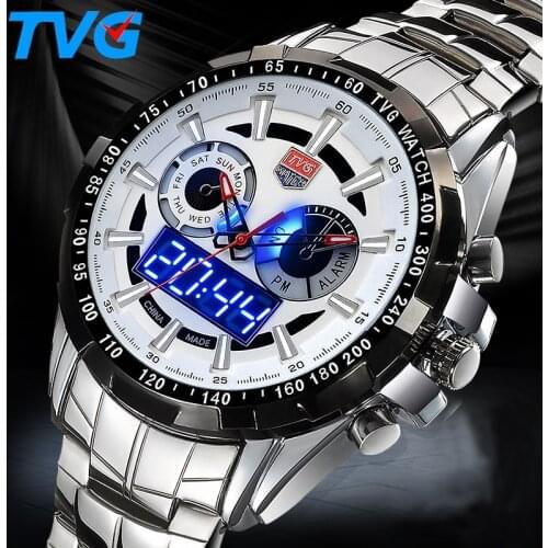 Top Brand Men Watches TVG Men Sports Watches Fashion Waterproof Military Army Watch Stainless Steel Men Wrist Watch reloj hombre