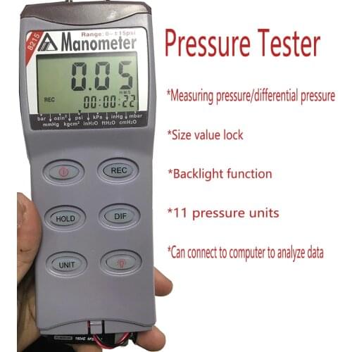 AZ8215 Digital Portable Differential Pressure Gauge Precision Electronic Vacuum Meter Tester Pressure Testing Equipment