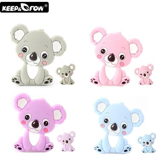 Keep&Grow 2Pcs/Set Mini Koala Silicone Beads Baby Teethers BPA Free Silicone Koala Teether DIY Necklace Making Accessories