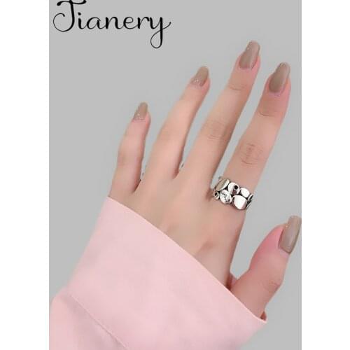 Temperament Oval-shaped Open Size Ring Geometric Black Stone Ring With Letter Love Jewelry
