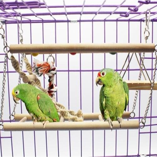 Bird Toys Small Pet Climbing Ladder Swing Natural Wooden Toys Funny Standing Parrot Cage Bird Playground Decor Accessories