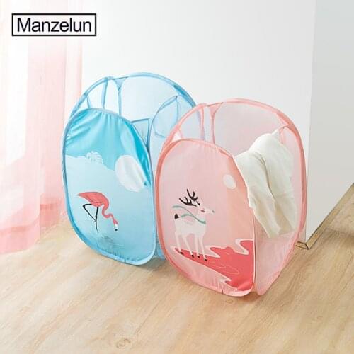 Flamingo Sundries Dirty Clothes Basket Boxes Storage Barrels Fabric Folding Laundry Basket Cartoon Large Capacity Storage Basket