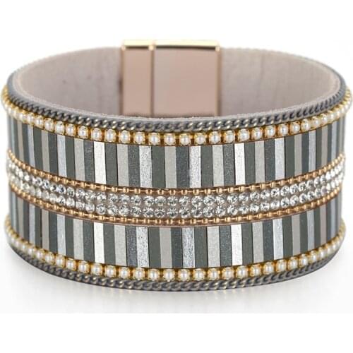 ORNAPEADIA Fashion Ladies Bohemia Bracelet for Women Magnetic Buckle Crystal Simiya Style Bangles Wholesale Jewelry