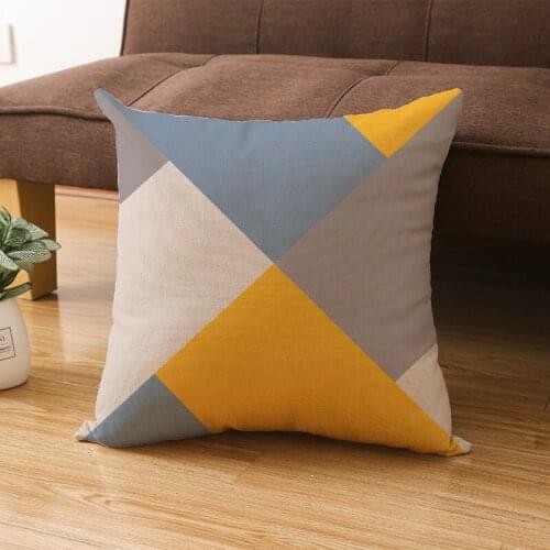 45x45cm Home Decor Geometric Pillow Cushion Cover Polyester Linen Living Room Sofa Car Bed Pillowcase Yellow Throw Pillow Covers
