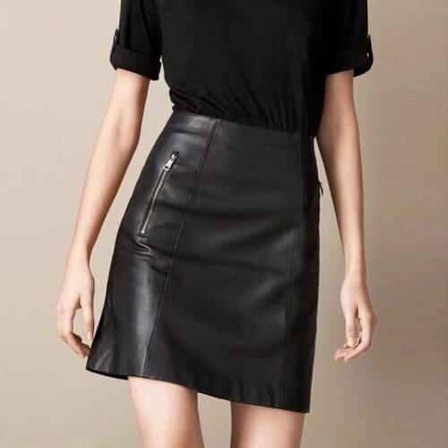 Genuine leather 2021 new spring and autumn leather skirt female a-line sheep skirt bag hip skirt umbrella skirt fashion