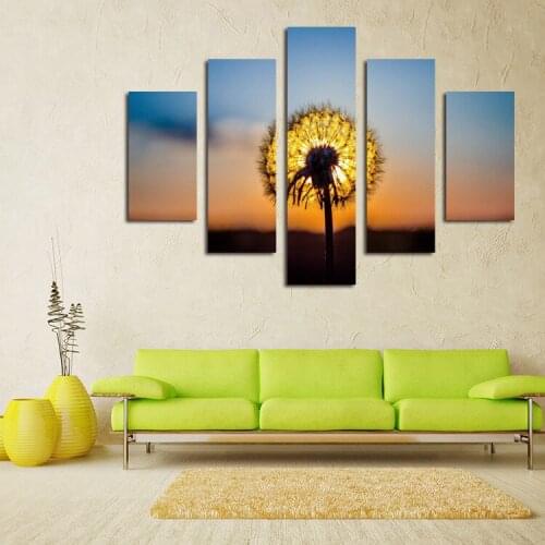 Dandelion in Sunset Canvas Painting HD Print Wall Pictures Unframed 5 Pieces/Set Canvas Art Home Decoration For Living Room